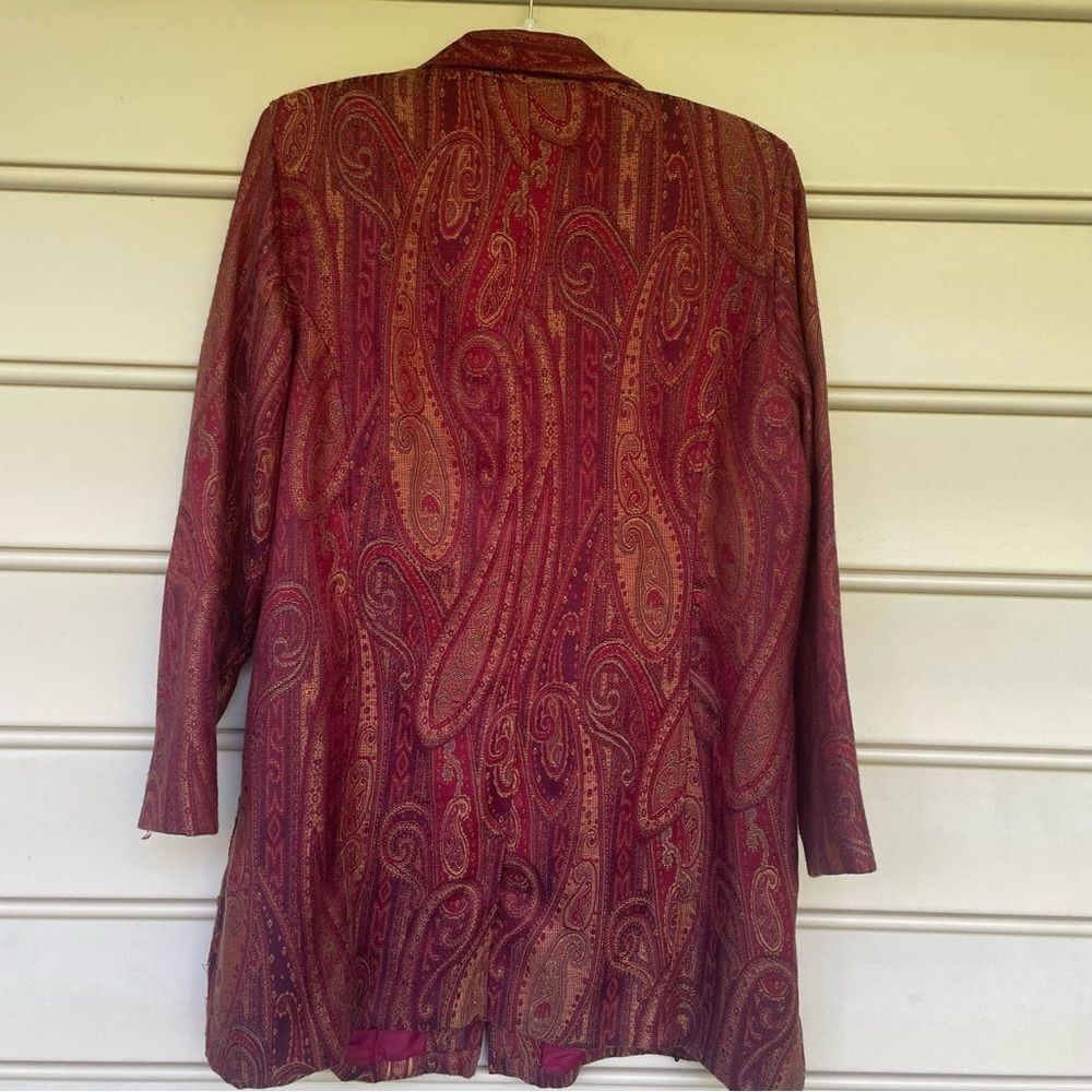 Coldwater Creek Multi-Color Paisley Tapestry Long Blazer Jacket Size L - Picture 6 of 9